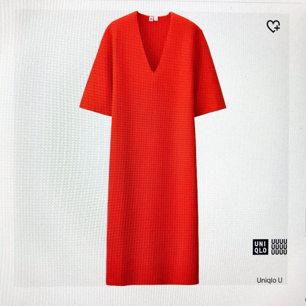 Sold!  N/A ~New Uniqlo U LEMAIRE ~ V Neck Cotton Knit Dress ~ Orange ~ Sz Small